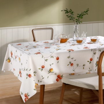 Toalha de Mesa Quadrada Dohler Clean Pêssegos 4 Lugares 1,40m x 1,40m