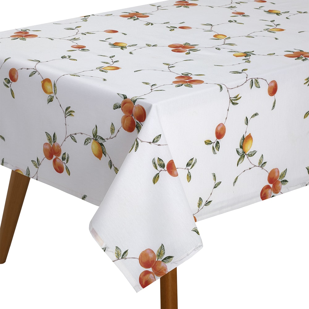 Toalha de Mesa Quadrada Dohler Clean Pêssegos 4 Lugares 1,40m x 1,40m