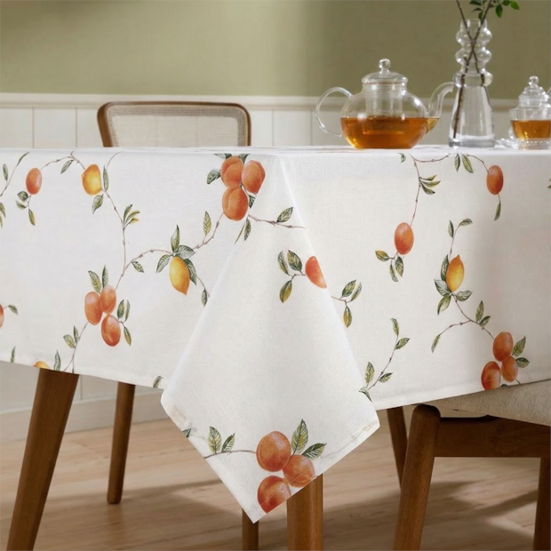 Toalha de Mesa Quadrada Dohler Clean Pêssegos 4 Lugares 1,40m x 1,40m