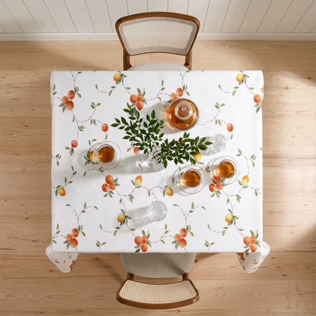 Toalha de Mesa Quadrada Dohler Clean Pêssegos 4 Lugares 1,40m x 1,40m