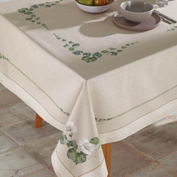 Toalha de Mesa Quadrada Dohler Clean Renova Estampado Digital Botânica Flores 8 Lugares 1,80m x 1,80m