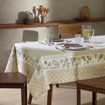 Toalha de Mesa Quadrada Dohler Clean Renova Estampado Digital Charlotte 8 Lugares 1,80m x 1,80m