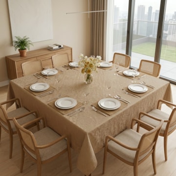 Toalha de Mesa Quadrada Karsten Alamanda Jacquard 8 Lugares 2,20m x 2,20m