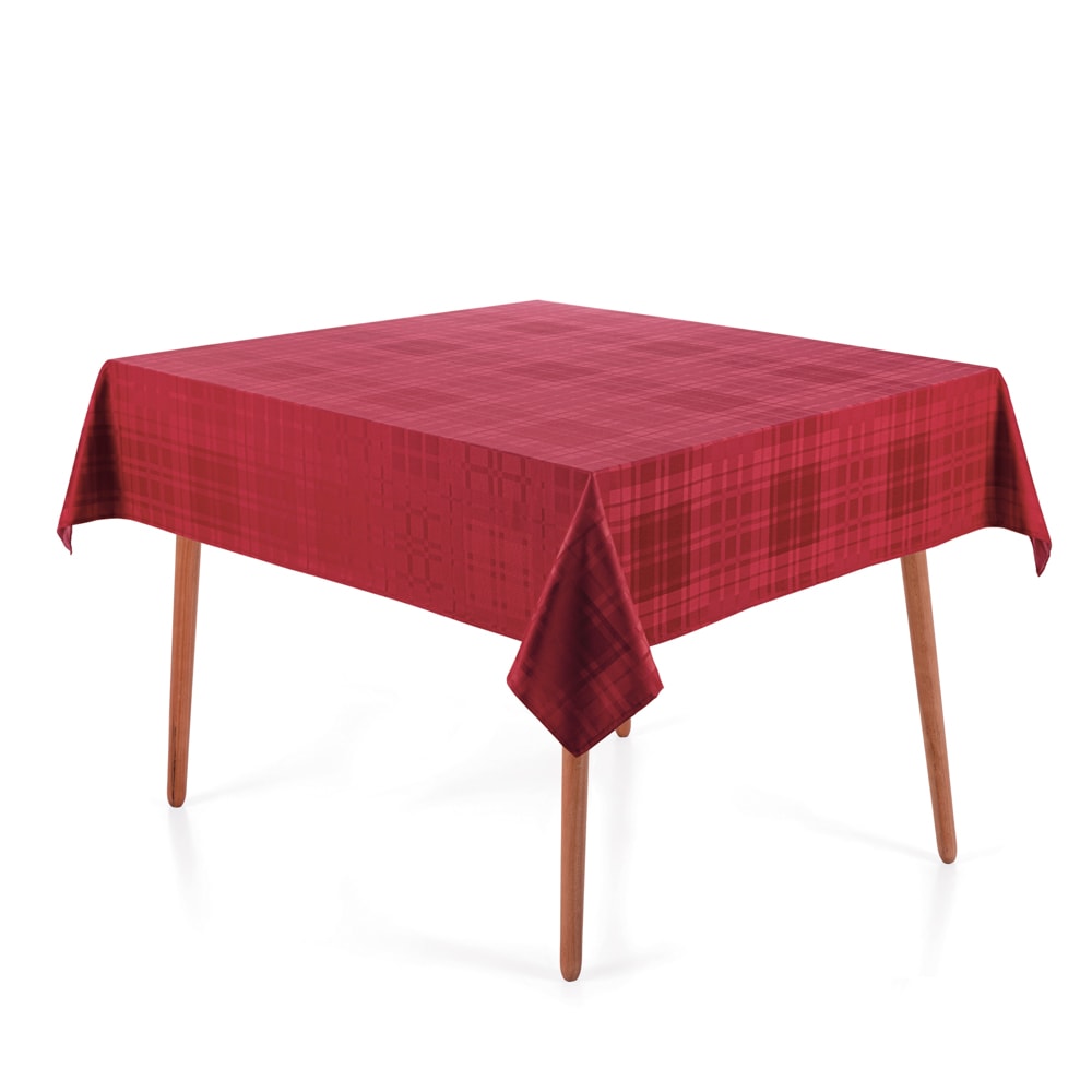 Toalha de Mesa Quadrada Karsten Jacquard Celebra Lava Fácil Tartan 8 Lugares 1,80m x 1,80m