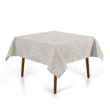 Toalha de Mesa Quadrada Karsten Jacquard Natal Azevinho 4 Lugares 1,40m x 1,40m
