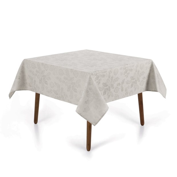 Toalha de Mesa Quadrada Karsten Jacquard Natal Azevinho 4 Lugares 1,40m x 1,40m