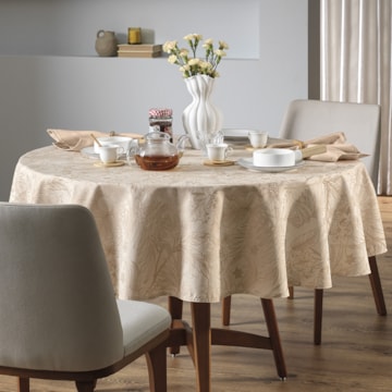 Toalha de Mesa Quadrada Karsten Jacquard Sempre Limpa Aurora 8 Lugares 1,80m x 1,80m