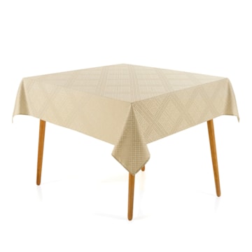 Toalha de Mesa Quadrada Karsten Jacquard Sempre Limpa Beamon 8 Lugares 1,80m x 1,80m