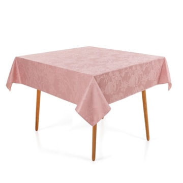 Toalha de Mesa Quadrada Karsten Jacquard Sempre Limpa Lótus 8 Lugares 1,80m x 1,80m