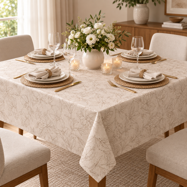 Toalha de Mesa Quadrada Nativa Floral 4 Lugares 1,40m x 1,40m