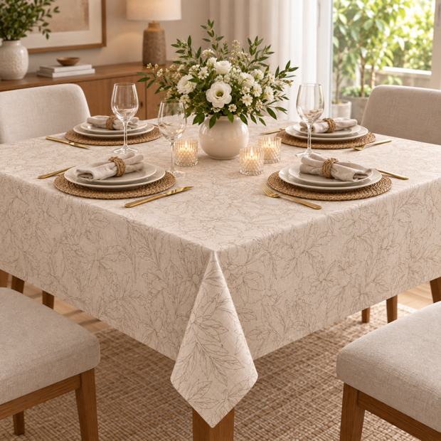 Toalha de Mesa Quadrada Nativa Floral 4 Lugares 1,40m x 1,40m
