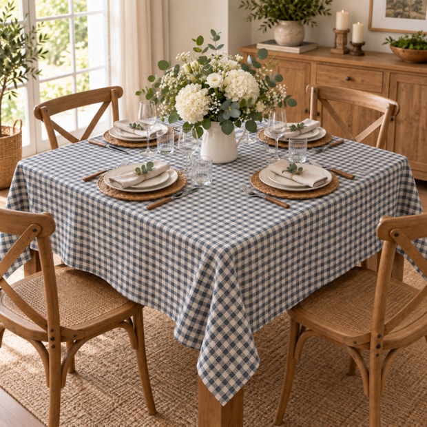 Toalha de Mesa Quadrada Picnic Xadrez 4 Lugares 1,40m x 1,40m