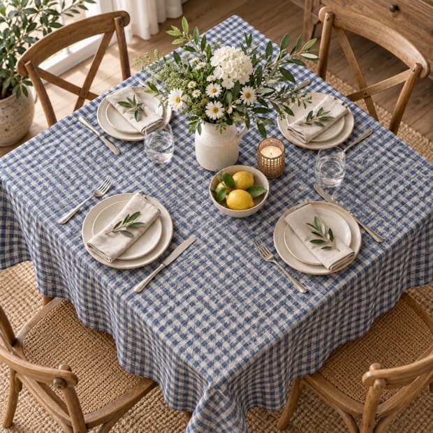 Toalha de Mesa Quadrada Picnic Xadrez 4 Lugares 1,40m x 1,40m