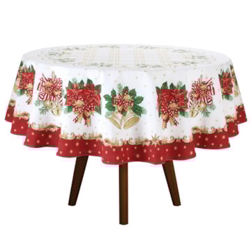 Toalha de Mesa Redonda Dohler Athenas Clássicos de Natal 4 Lugares 1,60m