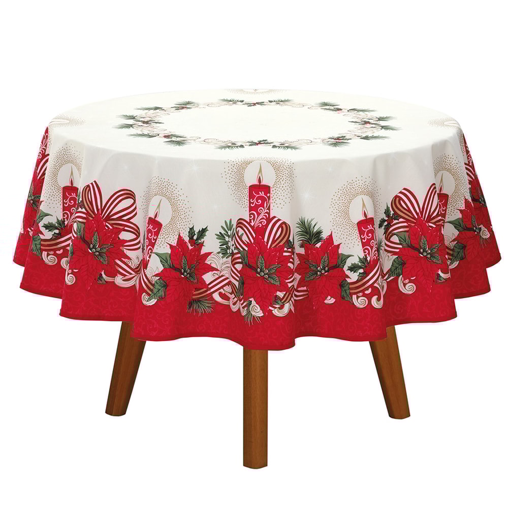 Toalha de Mesa Redonda Dohler Athenas Luz de Natal 4 Lugares 1,60m
