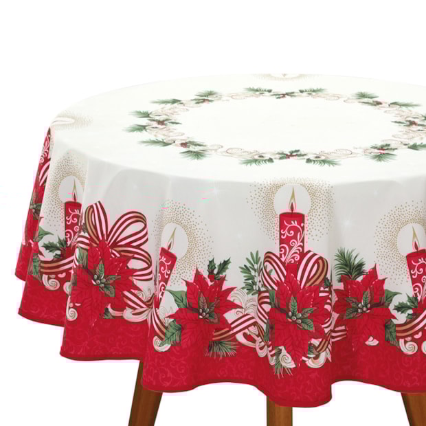 Toalha de Mesa Redonda Dohler Athenas Luz de Natal 4 Lugares 1,60m