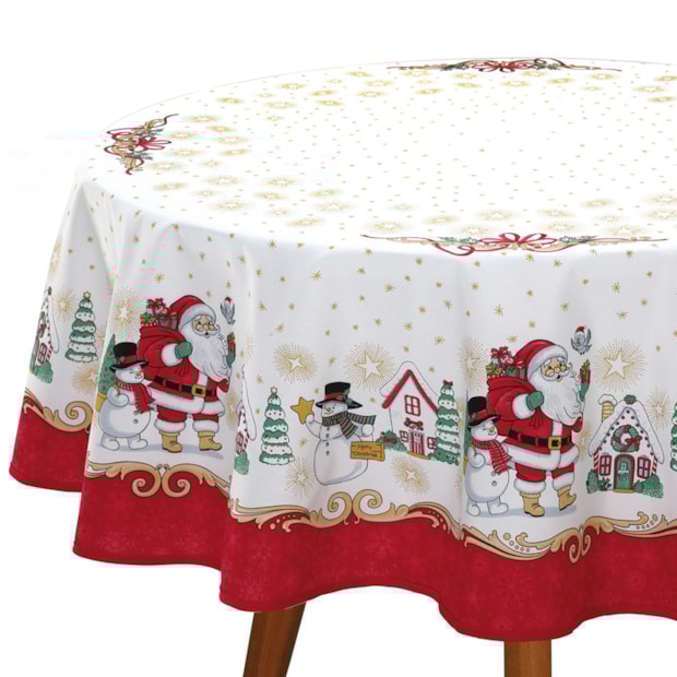 Toalha de Mesa Redonda Dohler Athenas Natal Amigos do Noel 4 Lugares 160m