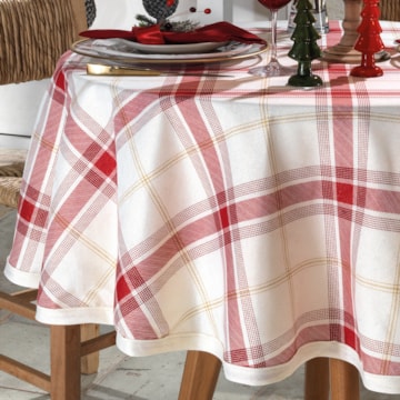Toalha de Mesa Redonda Dohler Celebra Natal Xadrez 4 Lugares 1,60m