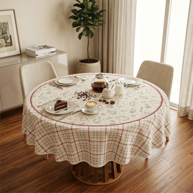 Toalha de Mesa Redonda Dohler Chá da Tarde 4 Lugares 100% Algodão 1,60m