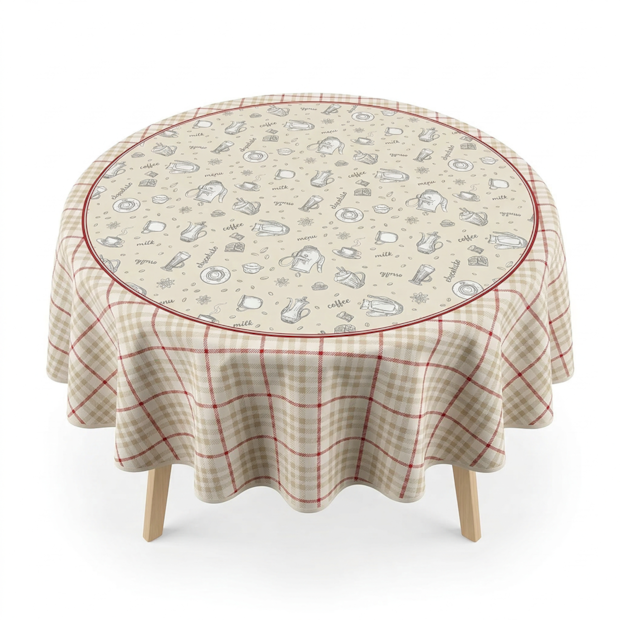 Toalha de Mesa Redonda Dohler Chá da Tarde 4 Lugares 100% Algodão 1,60m