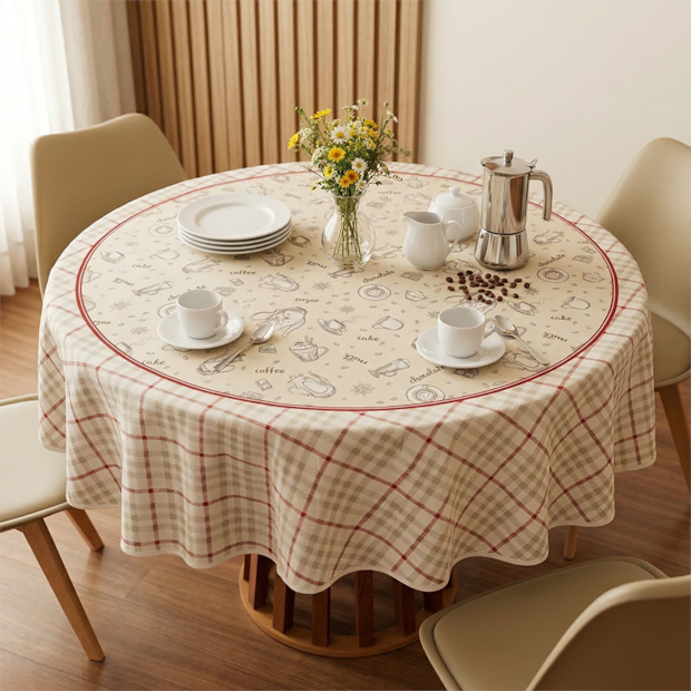 Toalha de Mesa Redonda Dohler Chá da Tarde 4 Lugares 100% Algodão 1,60m