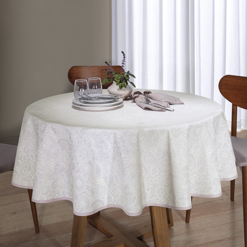 Toalha de Mesa Redonda Dohler Clean Athenas Edite 4 Lugares 1,60m