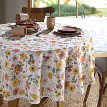 Toalha de Mesa Redonda Dohler Clean Athenas Elane 4 Lugares 1,60m