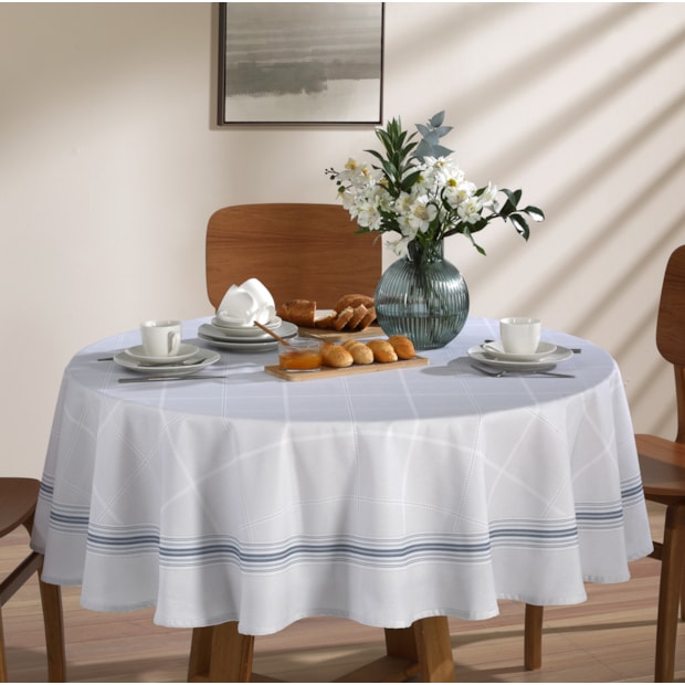 Toalha de Mesa Redonda Dohler Clean Ciel 8 Lugares 1,80m
