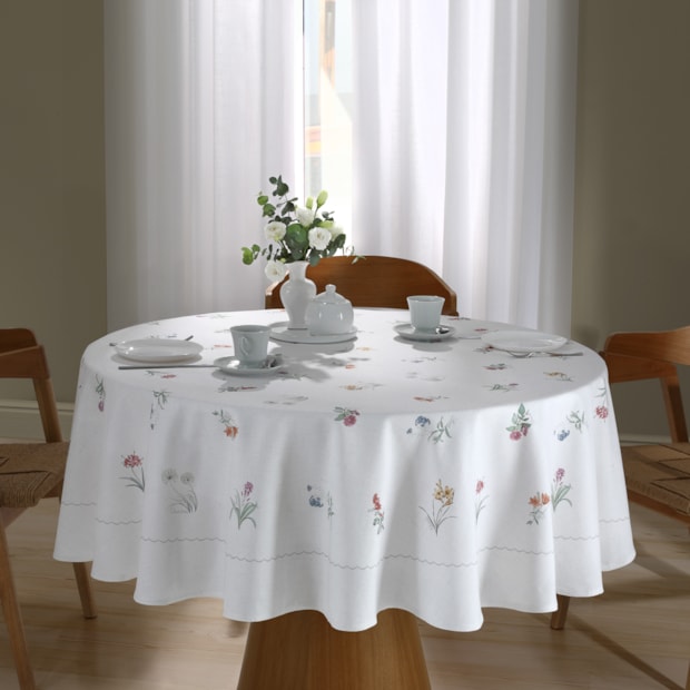 Toalha de Mesa Redonda Dohler Clean Diana 8 Lugares 100% Algodão 2,00m