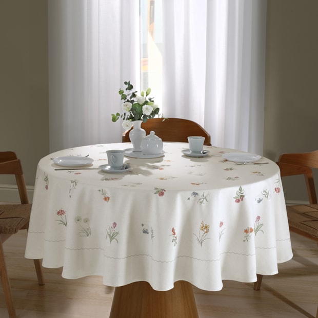 Toalha de Mesa Redonda Dohler Clean Diana 8 Lugares 100% Algodão 2,00m