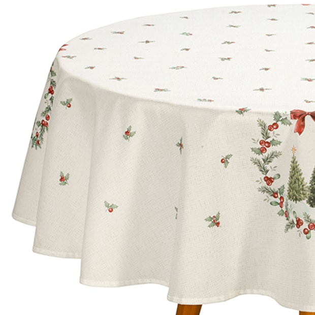 Toalha de Mesa Redonda Dohler Clean Estampado Digital Bosque de Natal 8 Lugares 1,80m