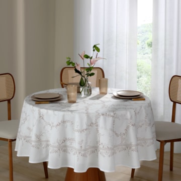 Toalha de Mesa Redonda Dohler Clean Iris 8 Lugares 1,80m