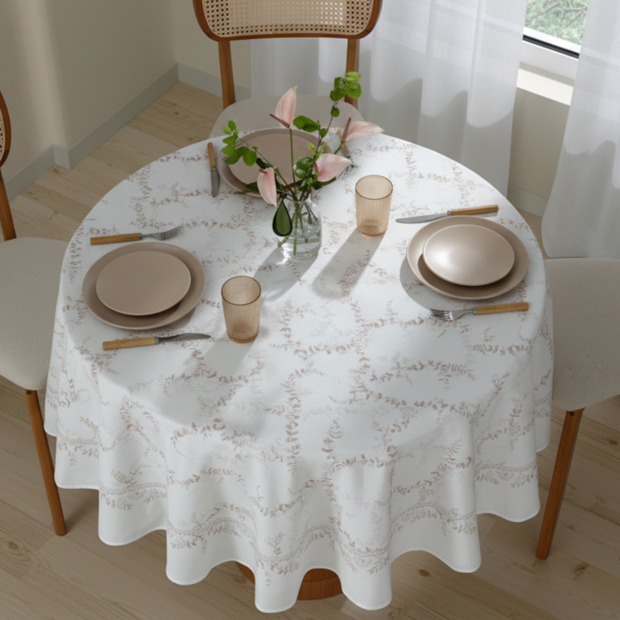 Toalha de Mesa Redonda Dohler Clean Iris 8 Lugares 1,80m