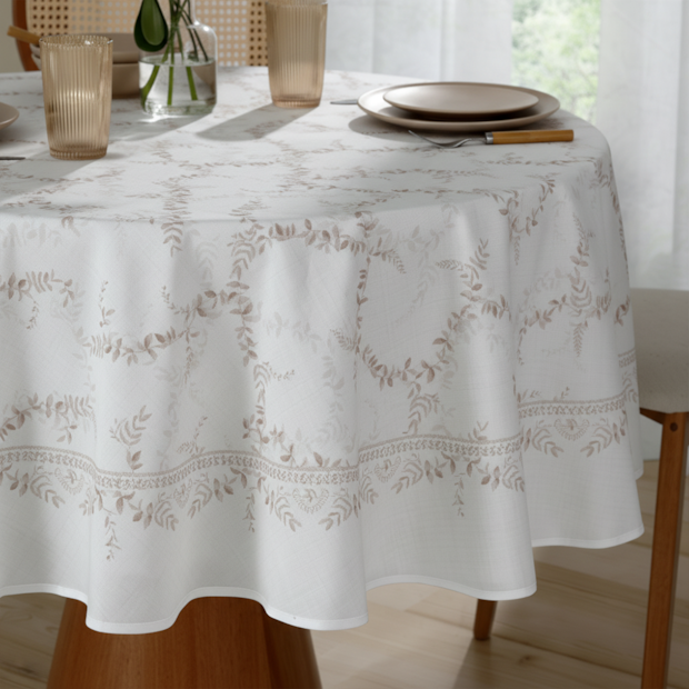 Toalha de Mesa Redonda Dohler Clean Iris 8 Lugares 1,80m