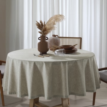Toalha de Mesa Redonda Dohler Clean Linhares Lisa c/ Linho AM-5215 6 a 8 Lugares 2,00m