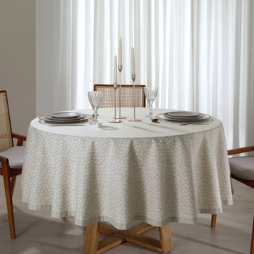 Toalha de Mesa Redonda Dohler Clean Linhares Paloma c/ Linho 6 a 8 Lugares 2,00m