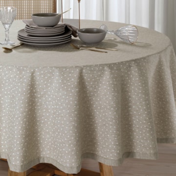 Toalha de Mesa Redonda Dohler Clean Linhares Paloma c/ Linho 6 a 8 Lugares 2,00m