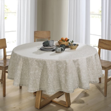 Toalha de Mesa Redonda Dohler Clean Linhares Pauline c/ Linho 8 Lugares 2,00m