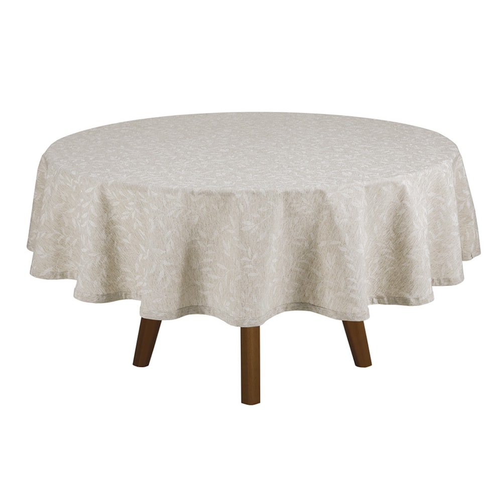 Toalha de Mesa Redonda Dohler Clean Linhares Pauline c/ Linho 8 Lugares 2,00m