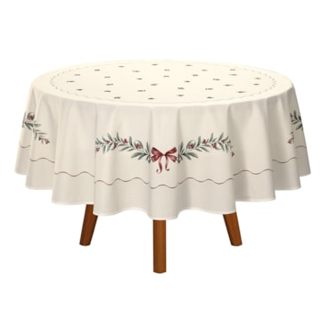 Toalha de Mesa Redonda Dohler Clean Matisse Estampado Digital Laços de Natal 8 Lugares 2,00m
