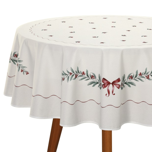 Toalha de Mesa Redonda Dohler Clean Matisse Estampado Digital Laços de Natal 8 Lugares 2,00m