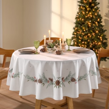 Toalha de Mesa Redonda Dohler Clean Matisse Estampado Digital Natal Campestre 8 Lugares 2,00m