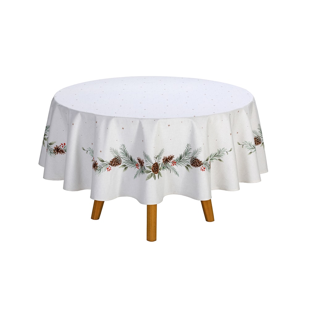 Toalha de Mesa Redonda Dohler Clean Matisse Estampado Digital Natal Campestre 8 Lugares 2,00m