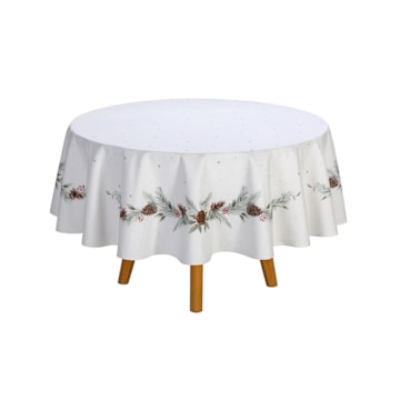 Toalha de Mesa Redonda Dohler Clean Matisse Estampado Digital Natal Campestre 8 Lugares 2,00m