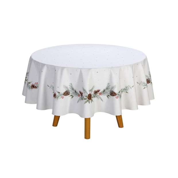 Toalha de Mesa Redonda Dohler Clean Matisse Estampado Digital Natal Campestre 8 Lugares 2,00m