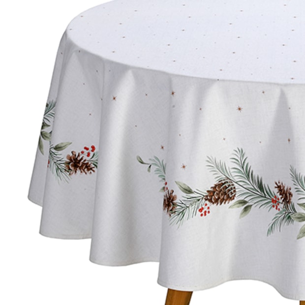 Toalha de Mesa Redonda Dohler Clean Matisse Estampado Digital Natal Campestre 8 Lugares 2,00m