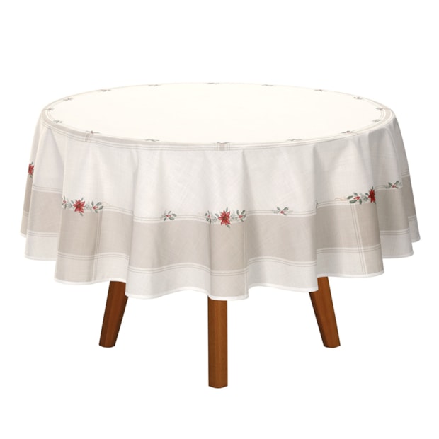 Toalha de Mesa Redonda Dohler Clean Matisse Estampado Digital Ramos de Natal 8 Lugares 2,00m