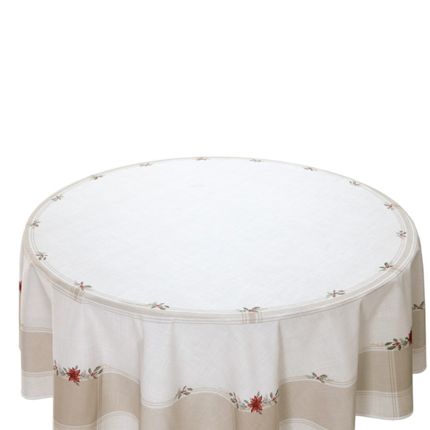 Toalha de Mesa Redonda Dohler Clean Matisse Estampado Digital Ramos de Natal 8 Lugares 2,00m