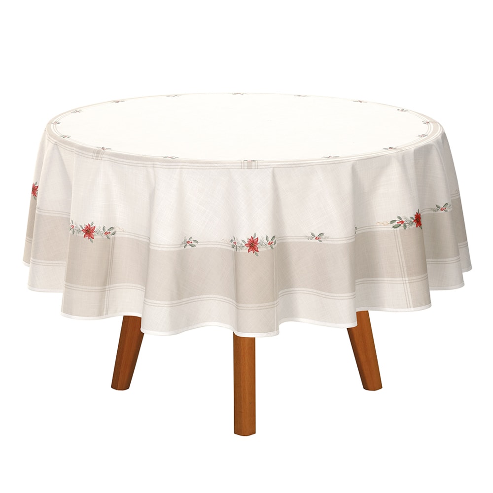 Toalha de Mesa Redonda Dohler Clean Matisse Estampado Digital Ramos de Natal 8 Lugares 2,00m
