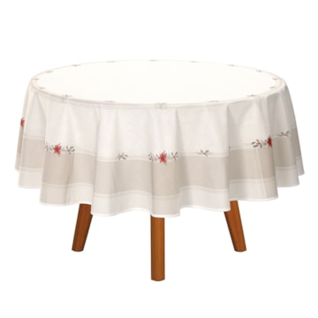 Toalha de Mesa Redonda Dohler Clean Matisse Estampado Digital Ramos de Natal 8 Lugares 2,00m